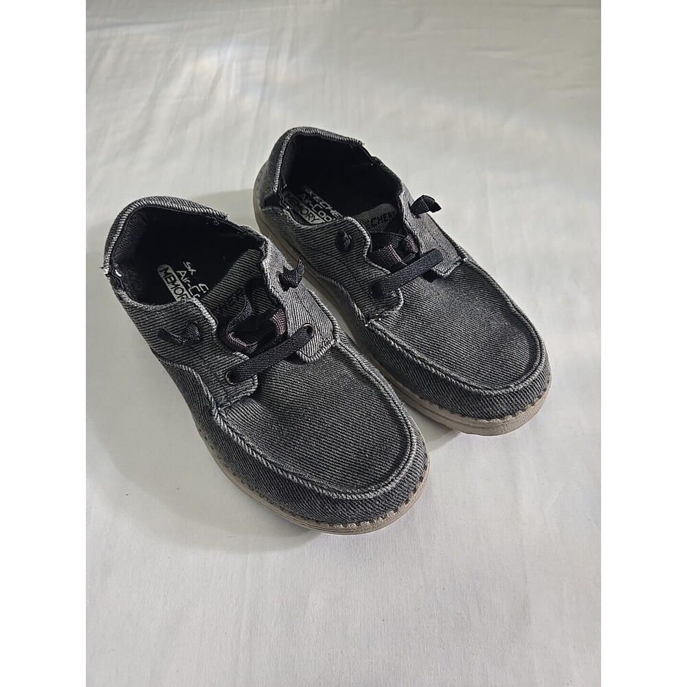 Skechers Boys Melson Volgo Gray Black Slip‎ On Sneakers Size US 1.5 Loafers